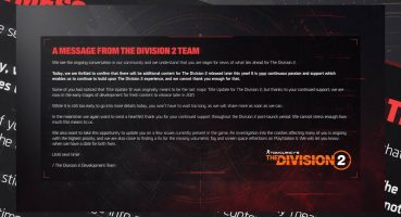 Division 2 sisi hala eksik, ancak güncellemeler bitmedi