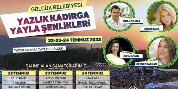 Gölcük Belediyesi Yazlık Kadırga Şenlikleri 22-23-24 Temmuz’da