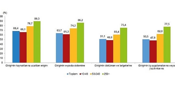 İnternet erişimine sahip girişimlerin oranı yüzde 96,0 oldu