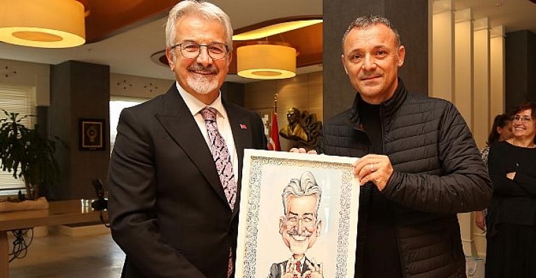 Ödüllü karikatüristler Başkan Erdem ile buluştu