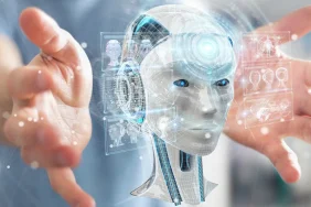 Businessman,On,Blurred,Background,Using,Digital,Artificial,Intelligence,Interface,3d