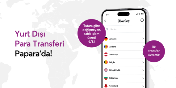 Papara’dan sadece 1 Euro’ya yurt dışı para transferi