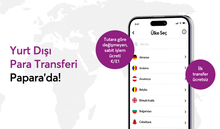 Papara’dan sadece 1 Euro’ya yurt dışı para transferi