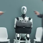 Business,People,And,Humanoid,Ai,Robot,Sitting,And,Waiting,For